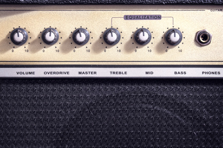 Closeup of retro electric guitar amplifierの写真素材