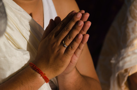 in deep meditation and prayerの写真素材