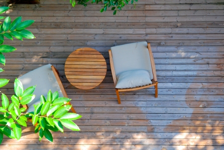 Top view of chairs in the balconyの写真素材