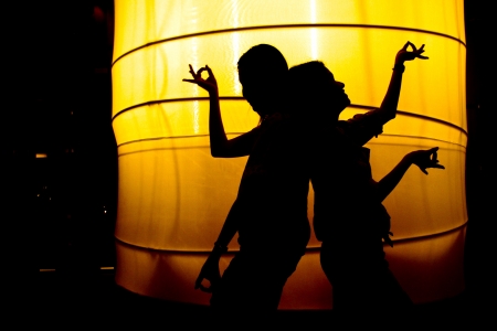 The silhouette of two womenの写真素材