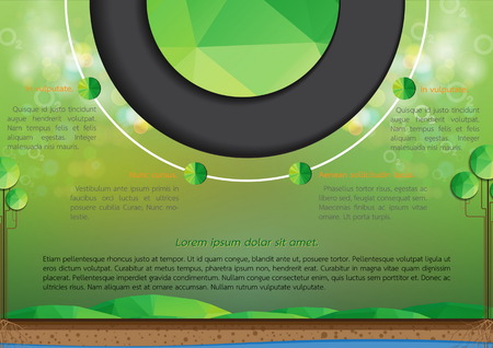 Infographic design template on green bokeh background.のイラスト素材