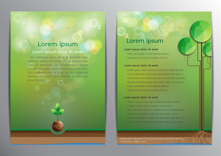 Brochure design template.With green nature background.のイラスト素材