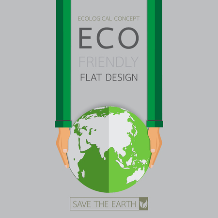 Eco friendly flat design.Save the earth concept.Vector illustration.のイラスト素材