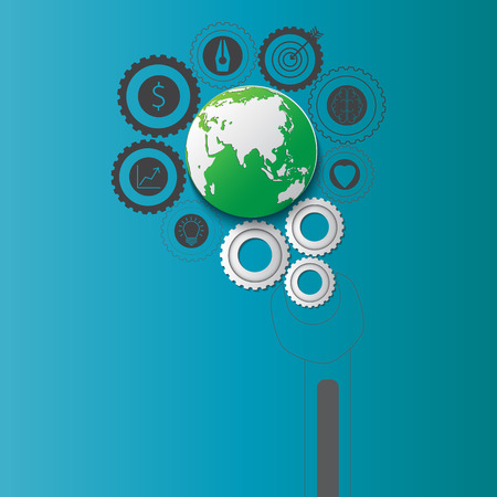 Poster, greeting card or brochure template.Creative business concept vector abstract with development to the world.Flat vector illustration.&#xA;のイラスト素材