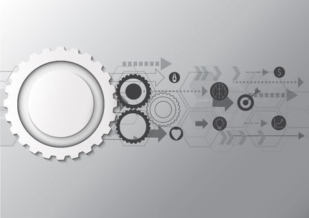 Black and white business abstract background.With various business elements concept straregy to success concept idea.Vector illustration.のイラスト素材