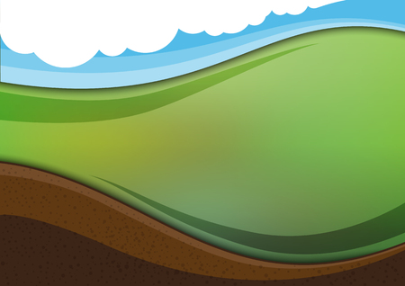 Green nature abstract background.With soil profile.Vector illustration.のイラスト素材