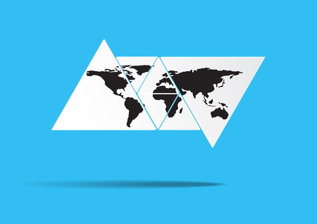 World map in triangle shape.Geometric abstract background.Vector illustration.のイラスト素材