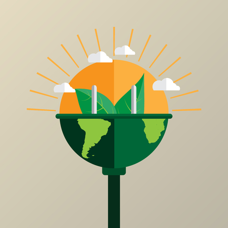 Connecting to nature flat line style with ecological and environmet concept.Vector illustration.のイラスト素材