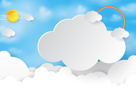 Abstract cloud and sky background.Paper art style.Vector illustration.のイラスト素材