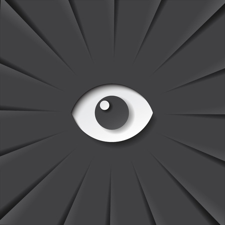 Eyes icon with black color of paper cut abstract background layout template for book covers, brochures, posters and flyers.のイラスト素材