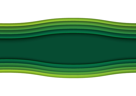 Green layers paper style template background Vector illustration.のイラスト素材