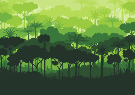 Green silhouette forest abstract background.のイラスト素材