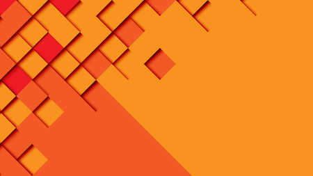 Abstract geometric paper cut web banner template on orange background.Vector illustration.のイラスト素材