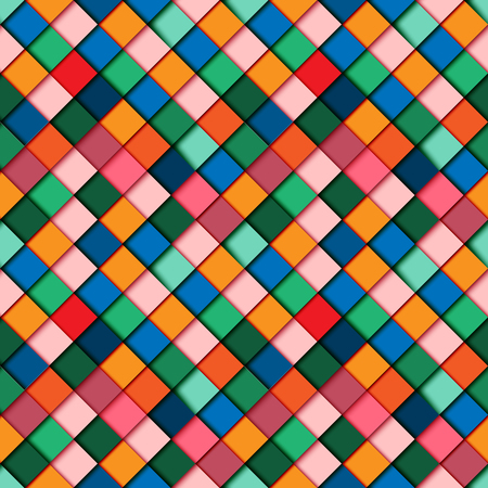 Seamless pattern colorful square geometric shape design paper layer cut background.Vector illustration.のイラスト素材