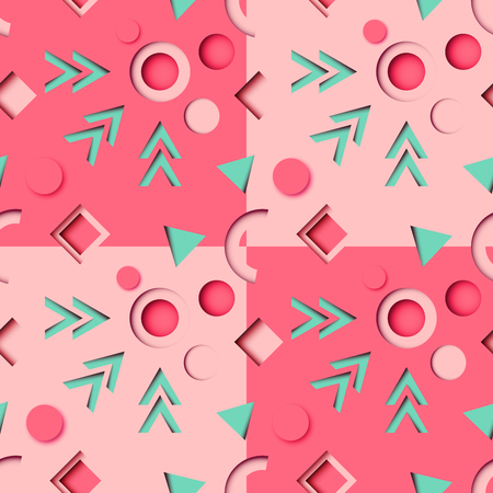 Seamless pattern geometric shape minimal design paper cut background.Vector illustration.のイラスト素材