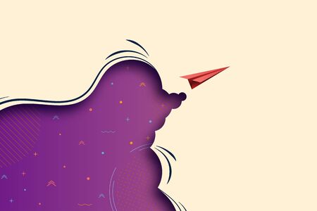Red paper airplane with business start up abstract background landing page website template.のイラスト素材