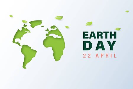 Green earth with earth day and world environment day concept.Paper art of ecology and environment.Vector illustration.のイラスト素材