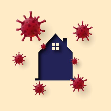 Stay home, stay safe to prevent coronavirus infection poster design vector illustration.のイラスト素材
