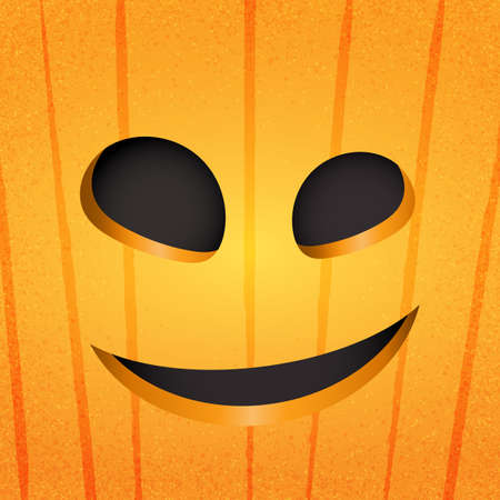 Happy halloween pumpkin face on orange background.Paper art style vector illustration.のイラスト素材