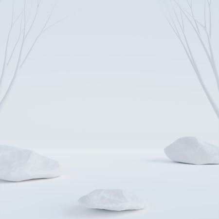 Minimal scene mockup with white color background for product presentation.3D Rendering illustration.の写真素材