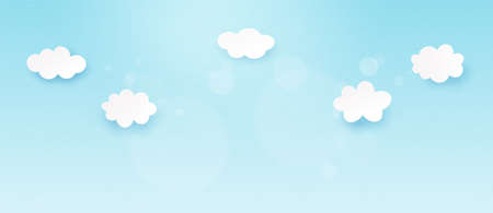 White cloud on blue sky background.Paper art vector illustration.のイラスト素材