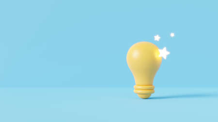 3D Light Bulb on blue background.Idea and Creative concept.3D render illustration.の写真素材
