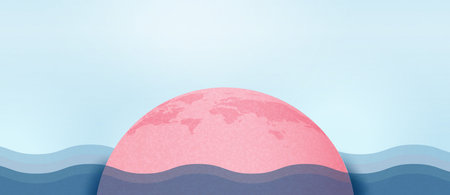 Global warming and climate change concept.World with pollution background.Paper art of ecology and...