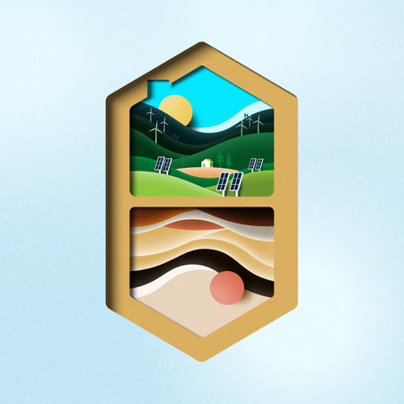 Eco green house with climate change concept.Ecology and environment conservation concept.Paper art vector illustration.のイラスト素材