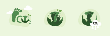 CO2 carbon footprint concept. Sustainable development. ESG, Renewable Energy, Ecology and environment concept. Flat Vector Illustration.のイラスト素材