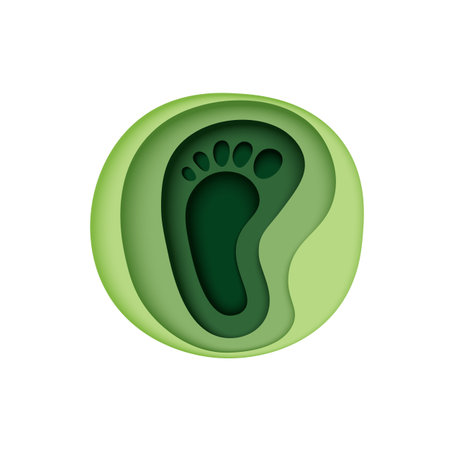 Carbon footprint icon symbol, Green environment footprint paper cut. Vector illustration.のイラスト素材