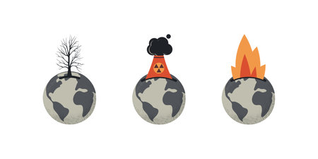 Global warming and climate change concept.Earth with polluted of Ecology and environment background. Vector illustration.のイラスト素材