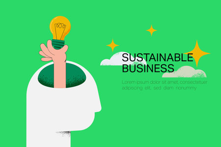 Human head silhouette and hand holding light bulb in the brain. Creative mind, brainstorm, idea concept. Flat Vector Illustration.のイラスト素材