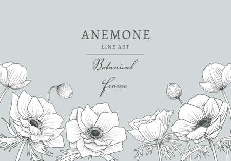 Anemone's Hand-Painted Botanical Frameのイラスト素材