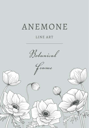Anemone's Hand-Drawn Botanical Frame Portraitのイラスト素材