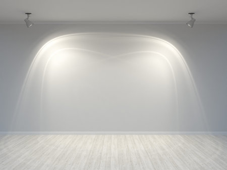 Empty interior Room. concrete wall wood floor light, 3d render background mock up studio template...