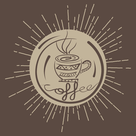 Circle vintage emblem for a coffee shop vector illustrationのイラスト素材