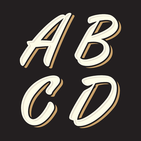 Set vintage old style letter A, B, C, D icon with shadow on the black background. Vector illustration.のイラスト素材