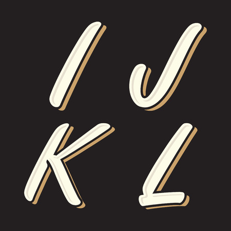 Set vintage old style letter I J K L icon with shadow on the black background. Vector illustration.のイラスト素材