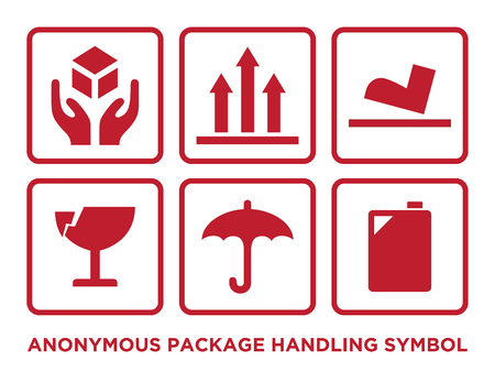 Flat anonymous package handling symbol with red color. Icon handling symbol. Vector illustration EPS.8 EPS.10のイラスト素材