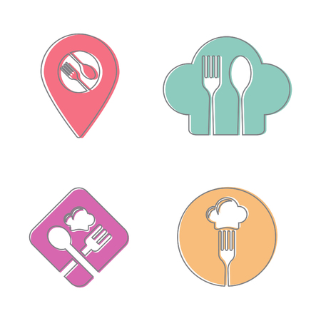 Set of colorful vector design template for restaurant on the white background. Vector icon for restaurant. Vector illustration EPS.8 EPS.10のイラスト素材