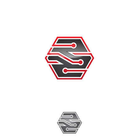 Hexagon tech vector design graphic for web icon or smartphone app. Hexagon geometric concept design.のイラスト素材