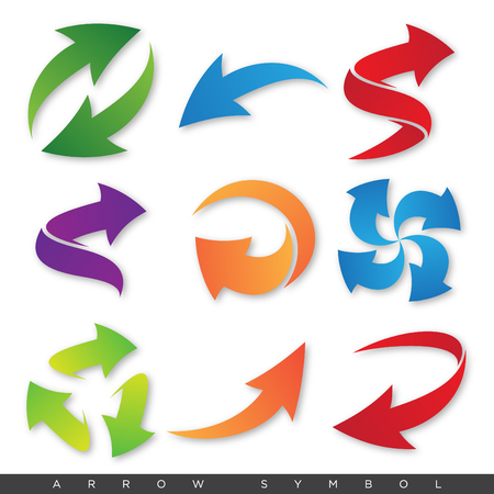 Set colorful vector arrows elements for your design with shadow. Color vector arrow. Vector illustration EPS.8 EPS.10のイラスト素材