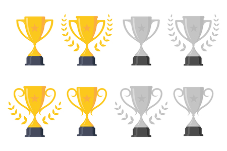 Set simple icon trophy cup design element. Flat icon vector trophy.のイラスト素材