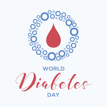 World Diabetes Day greeting card with a Blue circle and blood droplet. Concept design of the day of diabetes.のイラスト素材