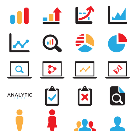Set flat design of statistics and analytics icons with charts and diagrams. Simple set of diagram and graph vector icons.のイラスト素材