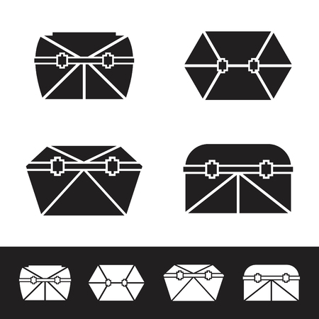 Set vector illustration of pirate treasure chest shaped diamond. Hand drawn silhouette treasure chest icon. Vector illustration EPS.8 EPS.10のイラスト素材
