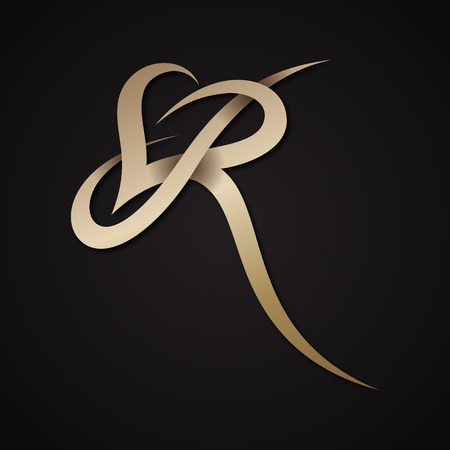 Creative luxury letter R shaped love design vector symbol. Luxury letter for your business company. Vector illustration EPS.8 EPS.10のイラスト素材