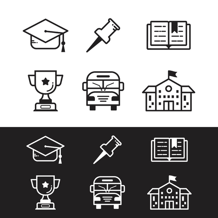 Set linear school vector pictogram for website icon. Outline icons collection. Vector illustration EPS.8 EPS.10のイラスト素材