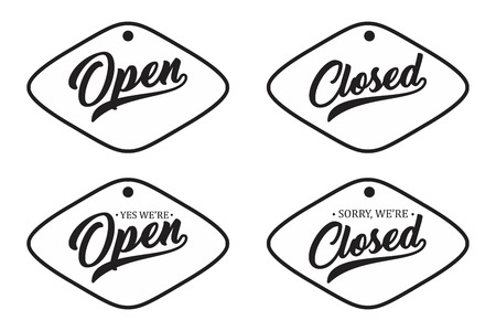 Vintage letter open and closed for your shop door. Open Icon, open icon vector, closed icon, closed icon vector, open icon web, closed icon web. Vector illustration EPS.8 EPS.10のイラスト素材