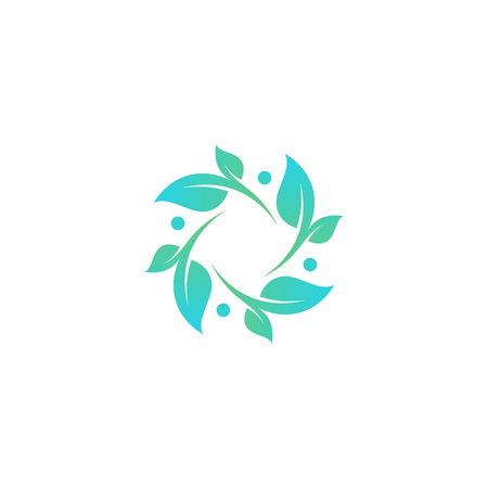 Circular leaf technology symbol on the white background. Unique leaf symbol. Vector illustration EPS.8 EPS.10のイラスト素材